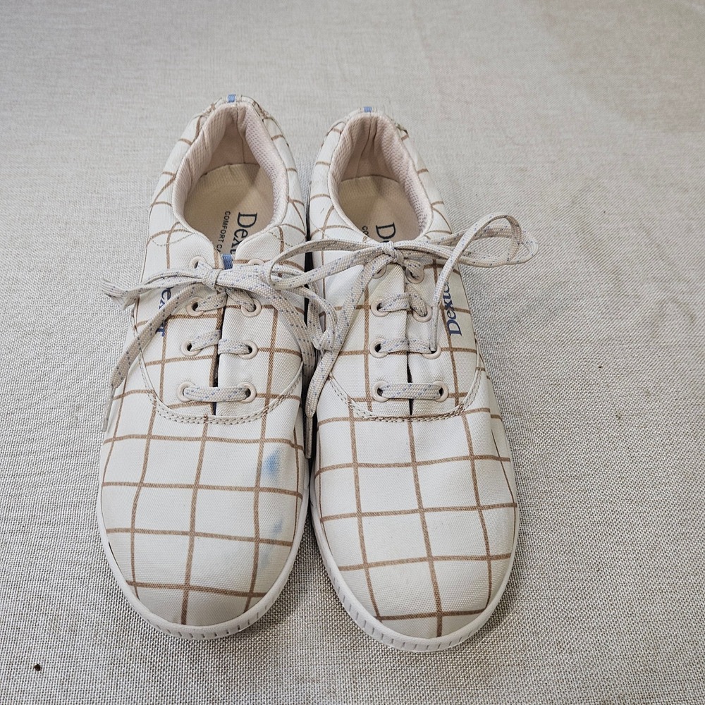 Dexter Kerrie Bowling Shoes Womens 9.5M Cream Brown Plaid Canvas DW0000635